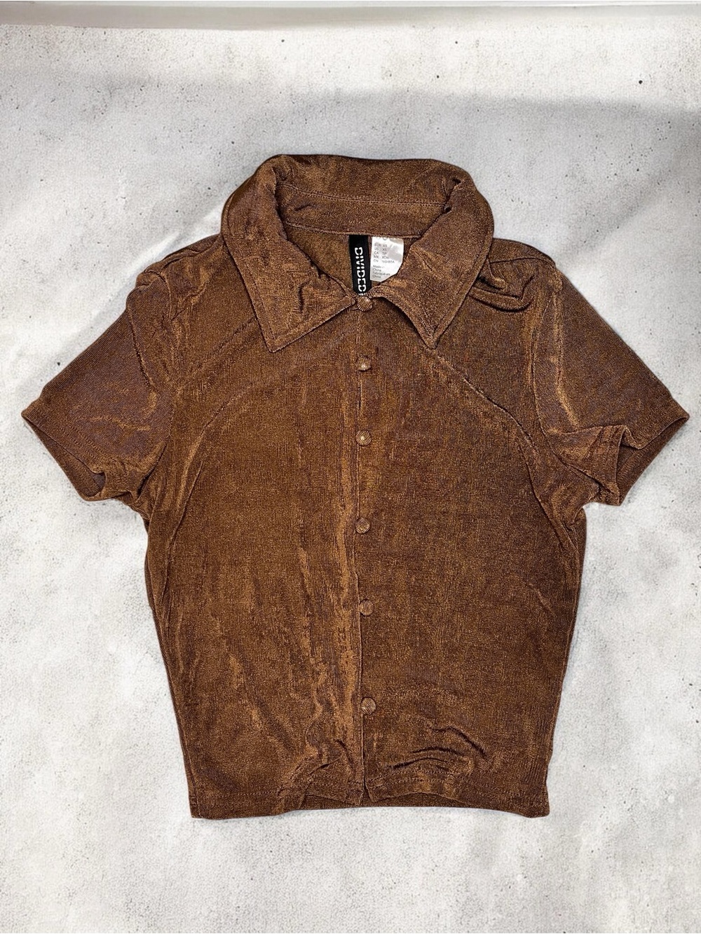 Divided Brown Short-Sleeve Button Down Shirt